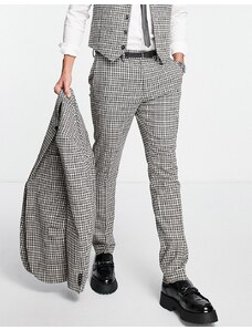 Topman - Pantaloni da abito skinny grigi e blu navy a quadri-Grigio