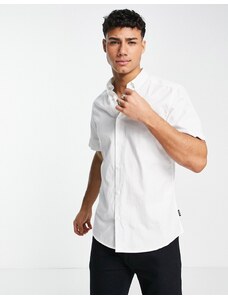 Only & Sons - Camicia stretch a maniche corte bianca in cotone-Bianco