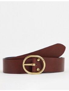 Levi's - Cintura in pelle color cuoio con logo-Marrone