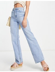 Vero Moda - Jeans larghi con spacco lavaggio blu chiaro