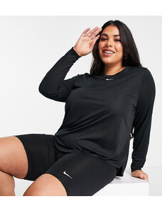 Nike Training Plus - Maglietta a maniche lunghe nera in tessuto Dri-FIT-Nero