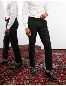 Noak - Camden - Pantaloni da abito slim premium neri elasticizzati-Nero