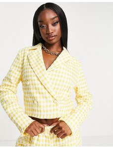 Unique21 - Blazer taglio corto giallo in tweed in coordinato