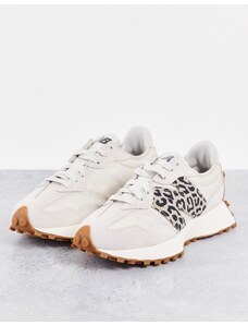 New Balance - 327 - Sneakers animalier bianco sporco e leopardate