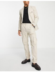 Topman - Pantaloni da abito eleganti cargo écru-Neutro