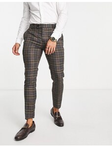 Bolongaro Trevor - Pantaloni da abito skinny grigio a quadri-Blu navy