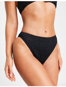 Esclusiva South Beach - Slip bikini a vita alta neri stropicciati mix and match-Nero