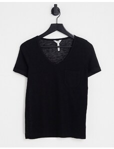 Object - T-shirt nera con scollo a V-Nero