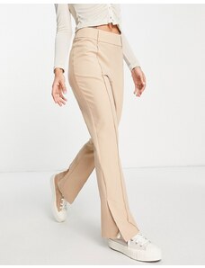 Miss Selfridge - Pantaloni a zampa color cammello con spacco sul fondo-Neutro