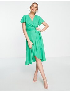 Style Cheat - Vestito midi avvolgente verde vibrante