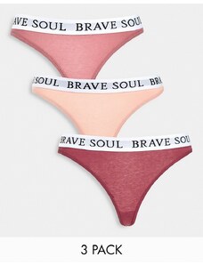 Brave Soul - Confezione da 3 perizomi color cipria, sabbia e burro - MULTI-Multicolore