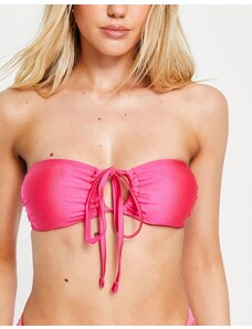 New Look - Top bikini a fascia rosa con spalline multiposizione