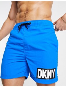 DKNY - Pantaloncini da bagno blu medio e neri con logo