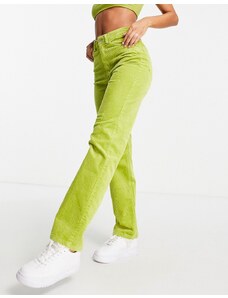 Weekday - Rowe - Pantaloni in velluto a coste di cotone verde - MGREEN