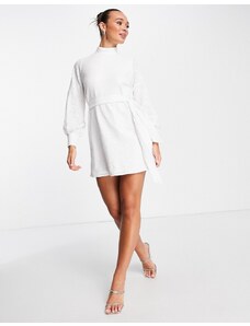 Style Cheat - Vestito corto bianco con paillettes e maniche a palloncino