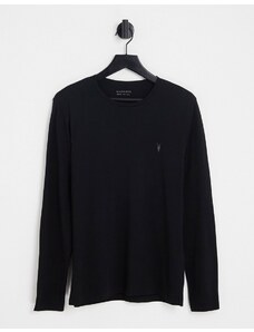 AllSaints - Tonic - Maglietta girocollo a maniche lunghe nera-Nero