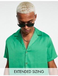 ASOS DESIGN - Camicia comoda in raso verde intenso