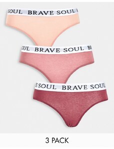 Brave Soul - Confezione da 3 slip color cipria, sabbia e burro - MULTI-Multicolore