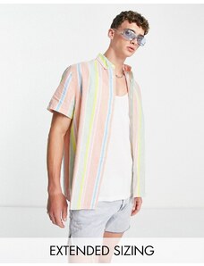 ASOS DESIGN - Camicia comoda a righe pastello-Multicolore