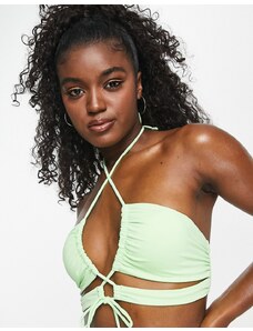 Pimkie - Top bikini con spalline incrociate verde acceso in coordinato