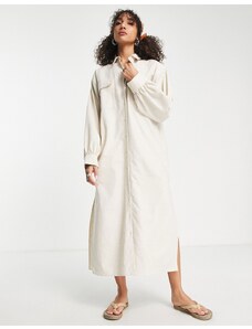 ASOS DESIGN - Vestito chemisier lungo casual in lino beige-Neutro