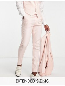 ASOS DESIGN - Pantaloni da abito skinny in misto lino rosa