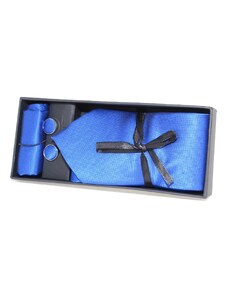 Malu Shoes Set coordinato art:00235 uomo cravatte con gemelli e pochette blu fantasia elegante cerimonia