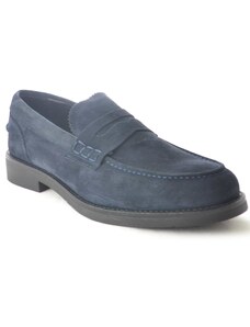 Malu Shoes Scarpe uomo mocassini inglese college vera pelle scamosciata blu made in italy fondo classico sportivo genuine leather