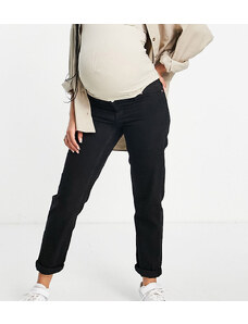 ASOS Maternity ASOS DESIGN Maternity - Mom jeans comodi neri con fascia in vita elasticizzata di lato-Nero