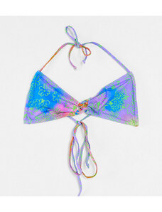 COLLUSION - Top bikini a fiori fluo con laccetti sul davanti - MULTI-Multicolore