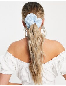 Topshop - Elastico per capelli misti blu e bianco con volant a righe