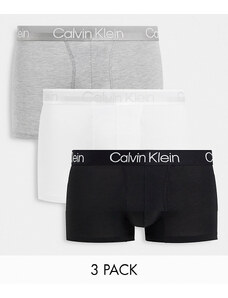 Calvin Klein - Modern Structure - Confezione da 3 paia di boxer aderenti neri, bianchi e grigi-Multicolore