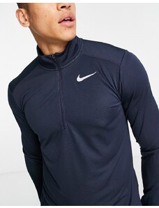 Nike Running - Pacer - Maglia blu navy a maniche lunghe con zip corta in tessuto Dri-FIT