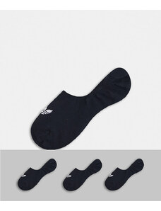 adidas Originals - adicolor - Confezione da 3 paia di fantasmini neri con trifoglio-Nero