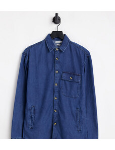 Another Influence Tall - Camicia di jeans a maniche lunghe con tasca-Blu