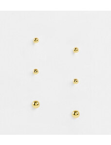 ASOS DESIGN - Confezione da 3 orecchini in argento sterling placcati oro con borchie
