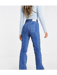 COLLUSION - x008 - Jeans a zampa blu con stampa pitonata-Multicolore