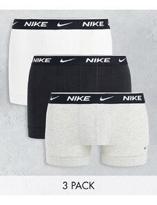 Nike - Confezione da 3 paia di boxer aderenti in cotone elasticizzato nero, grigio e bianco-Multicolore