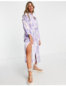In Wear InWear - Vestito camicia svolazzante lilla con stampa grafica-Multicolore
