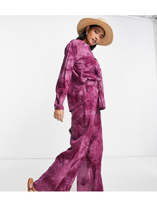Esclusiva Fashion Union - Pantaloni da spiaggia viola tie-dye in coordinato