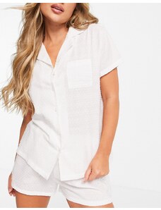 Loungeable - Mix and Match - Camicia del pigiama in plumetis bianco