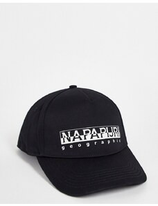 Napapijri - Cappellino in cotone nero con riquadro con logo