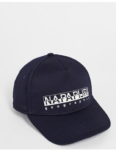 Napapijri - Cappellino in cotone blu navy con riquadro con logo