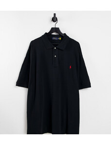 Polo Ralph Lauren Big & Tall - Polo classica in piqué nera con icona del logo-Nero