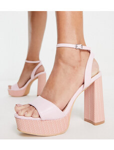 Glamorous Wide Fit - Sandali stile espadrilles con plateau e tacco rosa confetto