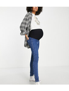 Topshop Maternity - Joni - Jeans con fascia sopra il pancione blu medio