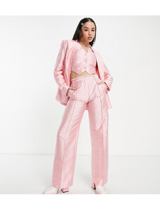 COLLUSION - Pantaloni dritti rosa con cintura in perle sintetiche in coordinato
