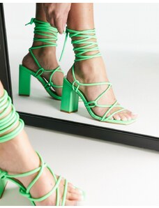 SIMMI Shoes Simmi London - Sandali con tacco largo e allacciatura alla caviglia verdi-Verde