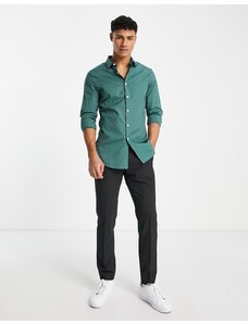 ASOS DESIGN - Camicia skinny elegante verde pino