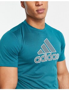 adidas performance adidas - Training - T-shirt verde-azzurra con logo grande